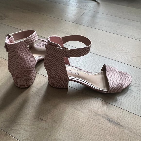 Rampage Melsy Blush Pink Snake Print Heels - Picture 3 of 5
